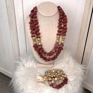 Plunder Burgundy Necklace & Berkley Bracelet Set.